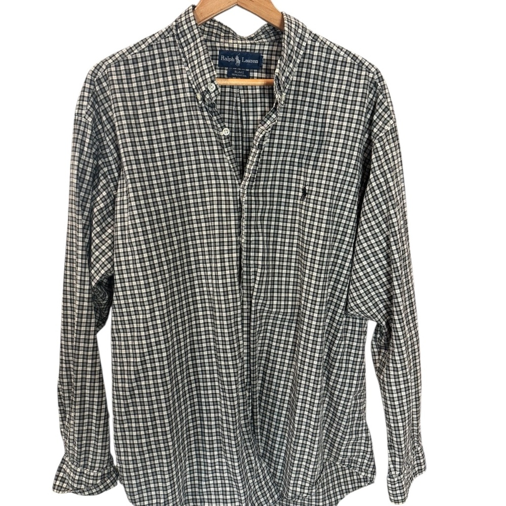 Ralph Lauren Blake XL Plaid Blake Cotton Button Down Long Sleeve Mens Preppy‎